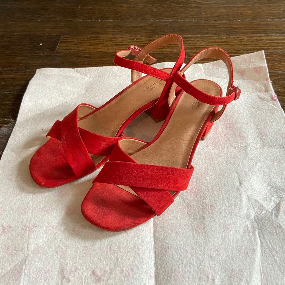 Red Urban Outfitters ankle strap sandals, Size 8